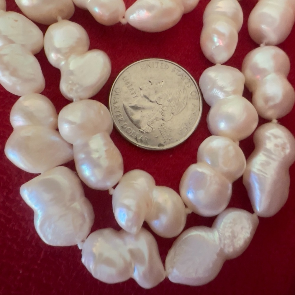 AUTHENTIC Long White Freshwater Pearl Rope Necklace 47” 1.5-2.5cm NWT - Picture 5 of 11